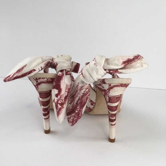 Carvan Red Off White Print Back Bow Heel 6 - Picture 3 of 6
